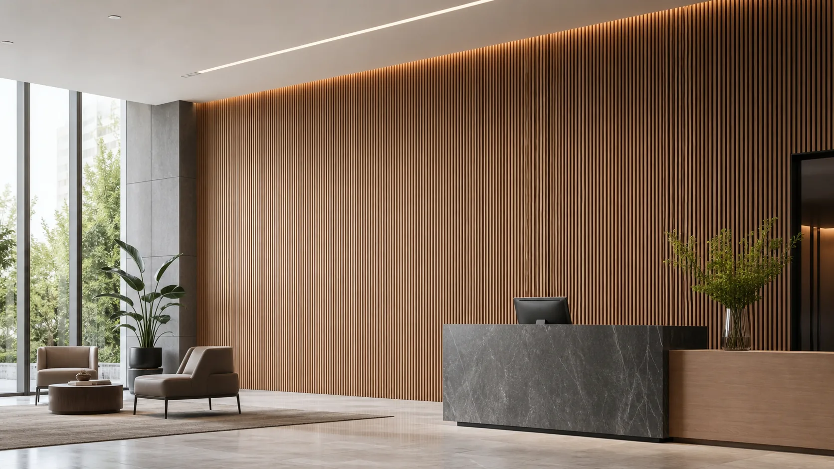 fluted panels for modern commercial interior wall decoration