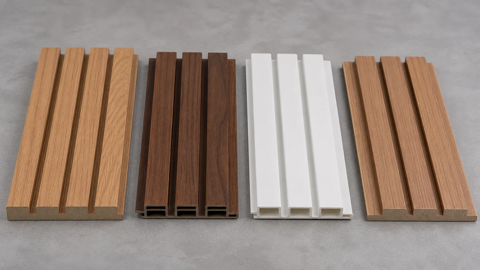fluted panel material samples compared side by side