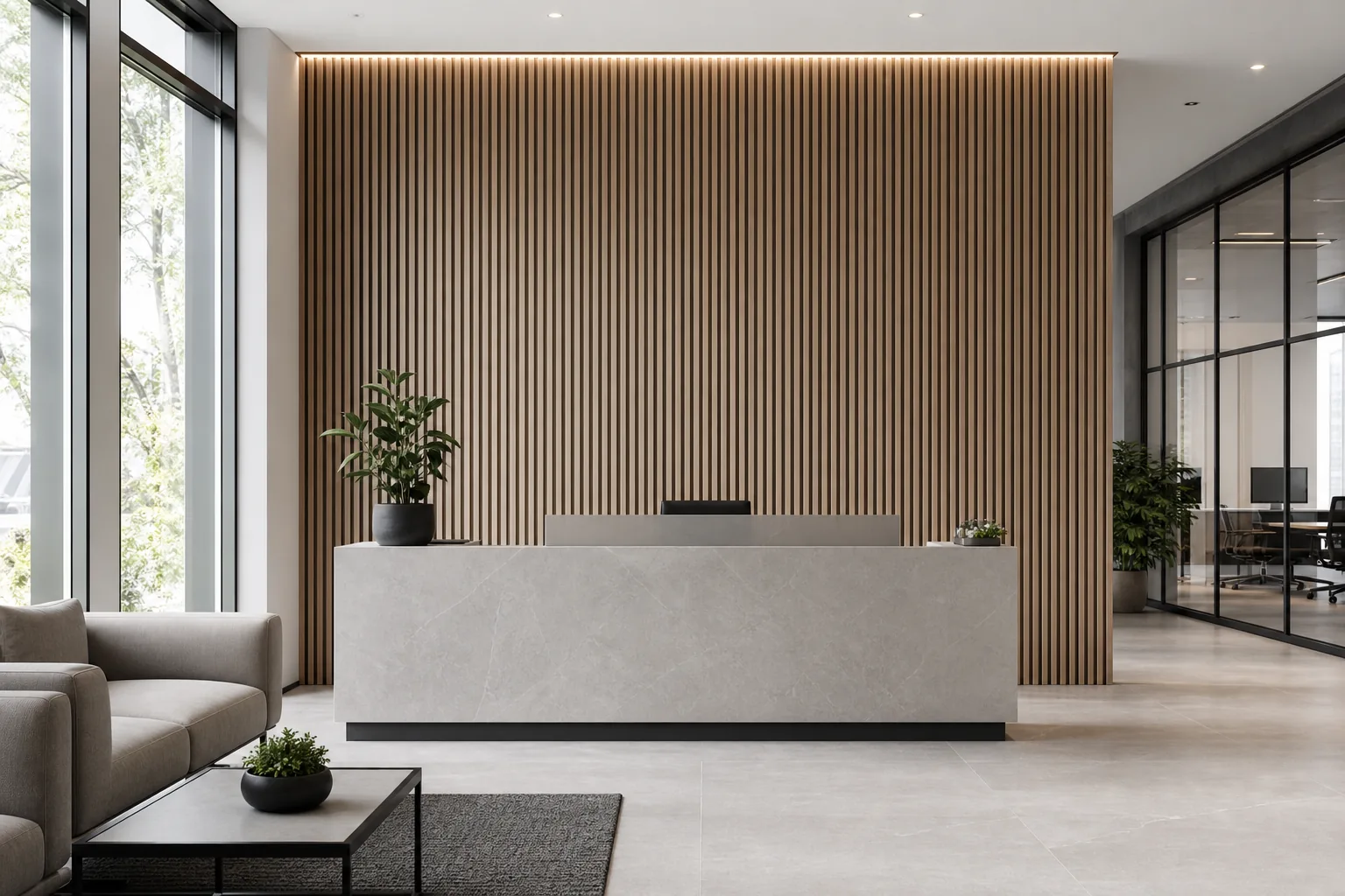 fluted panel for office reception background wall