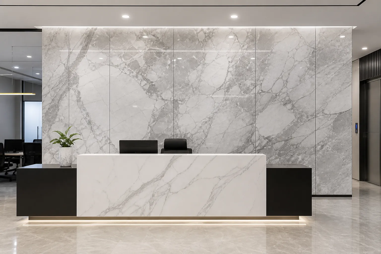 UV marble sheet for office reception background wall