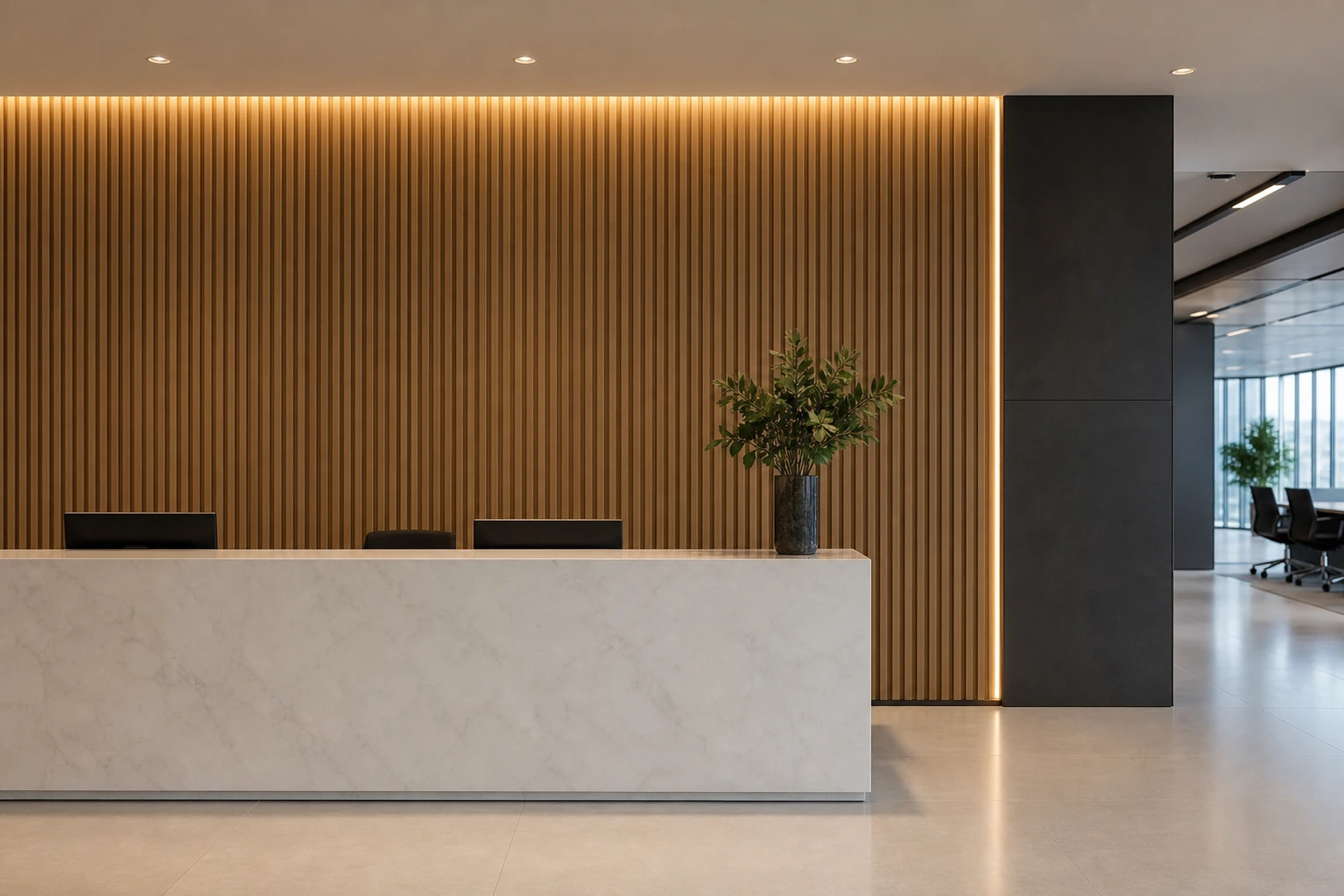 WPC fluted wall panel for office reception background wall
