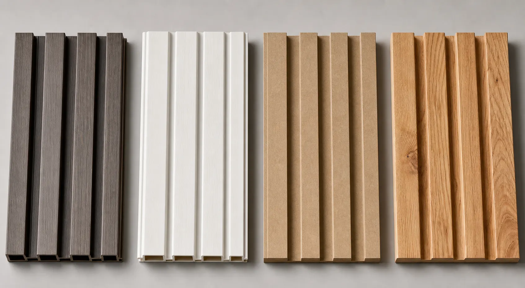 WPC wall panel compared with PVC MDF and natural wood panels